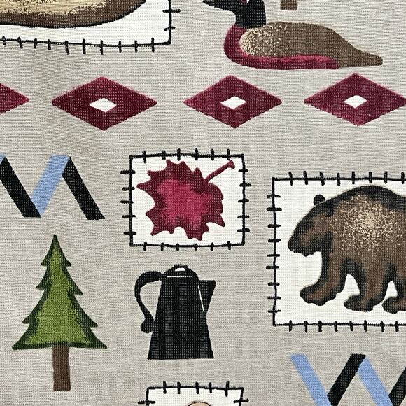 Shower Curtain Bacova Rustic Cabincore Cotton Unlined Lodge Fish Canoe 69L x 66W - Picture 2 of 10